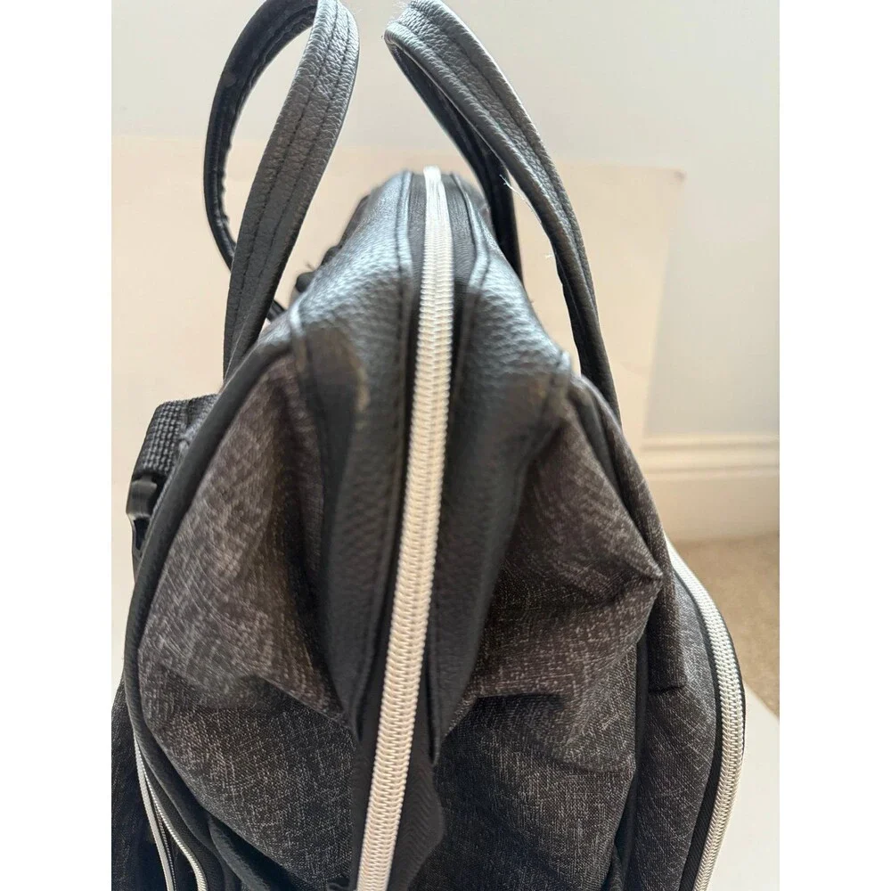 Banana‎ Fish Midi Backpack Diaper Bag Gray Black Insulated Bottle Holder